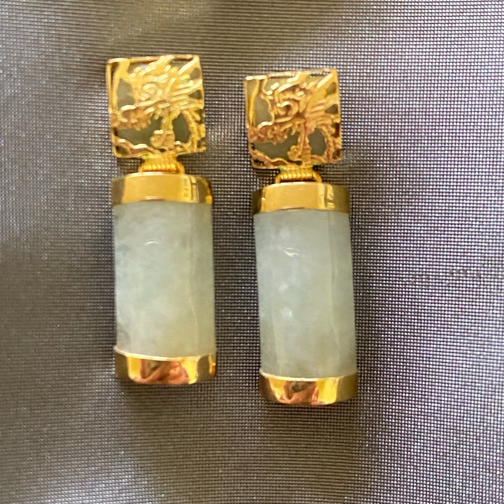 Gold Jade Earrings